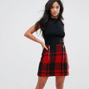 ASOS Petite Plaid Check Mini Skirt with Double Zip